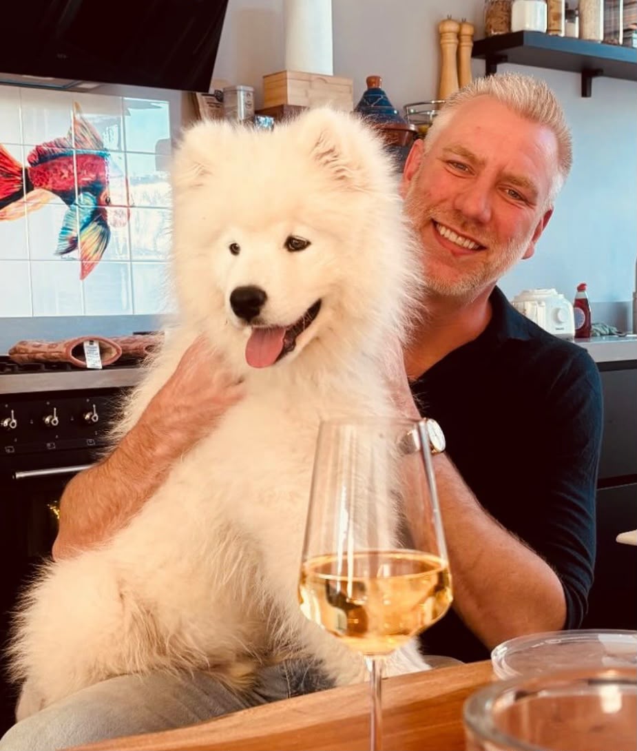 Bart and Sasha, our Samoyed, at the cabin